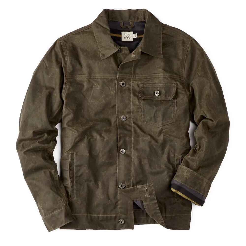 Huckberry Flint Tinder Flannel-Lined Trucker Jacket Forest XL New Never Worn